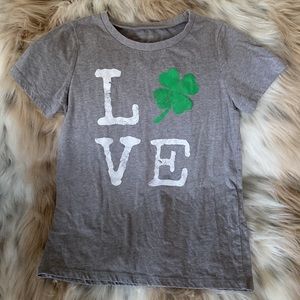 Grayson Threads Love T-shirt with Shamrock S